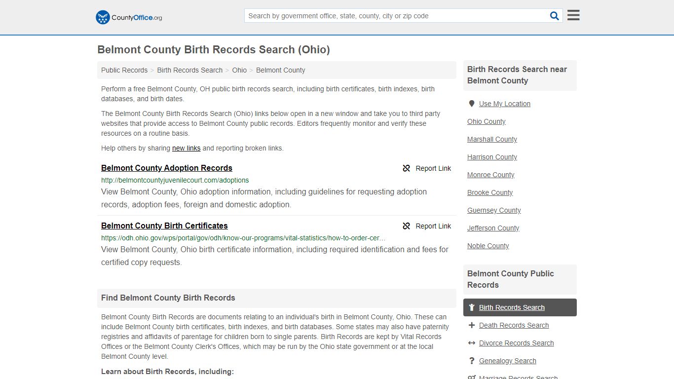 Birth Records Search - Belmont County, OH (Birth ...